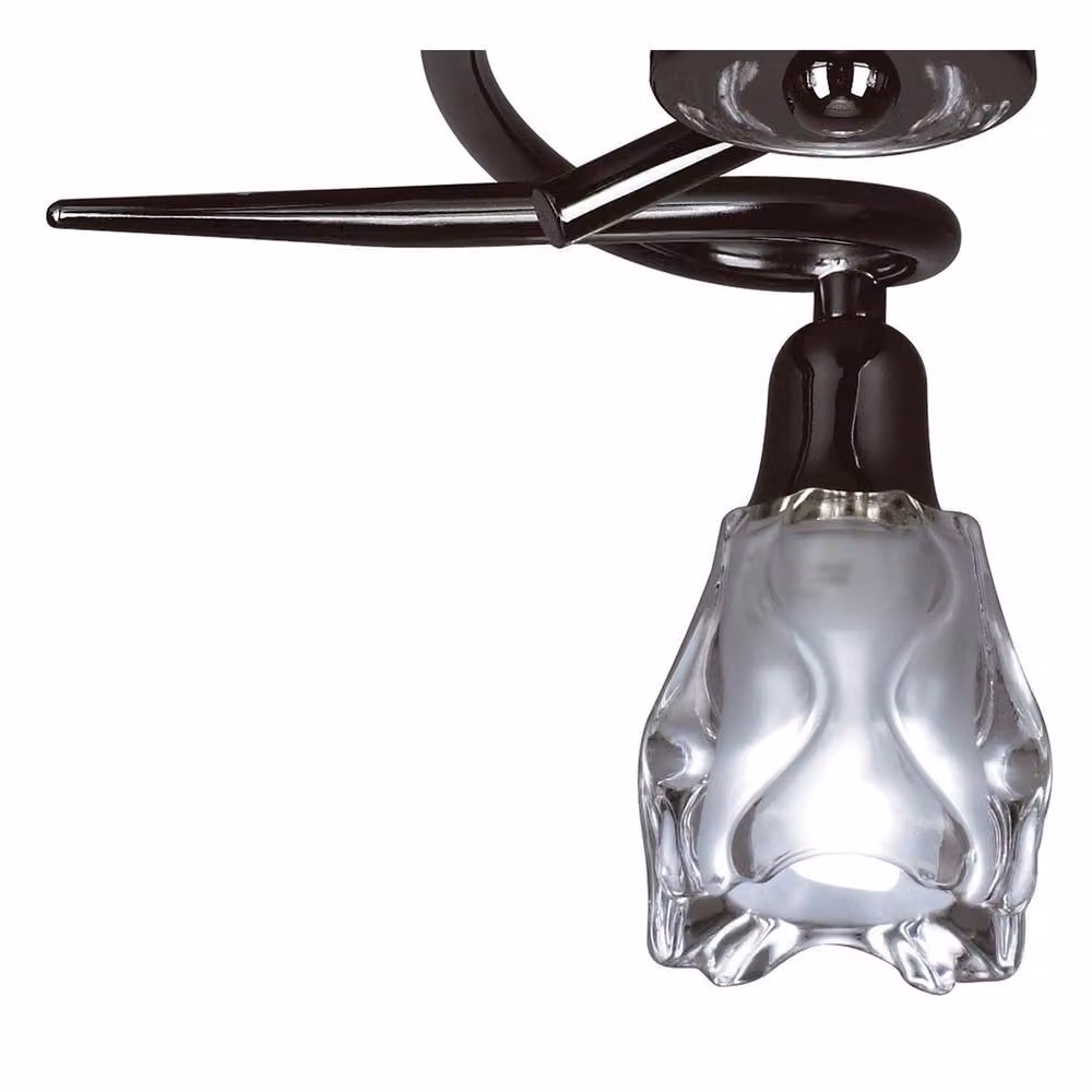 Netlighting Amel 3 Light Ceiling Lamp in Black and Chrome with Glass Shades and GU10 Sockets – 3