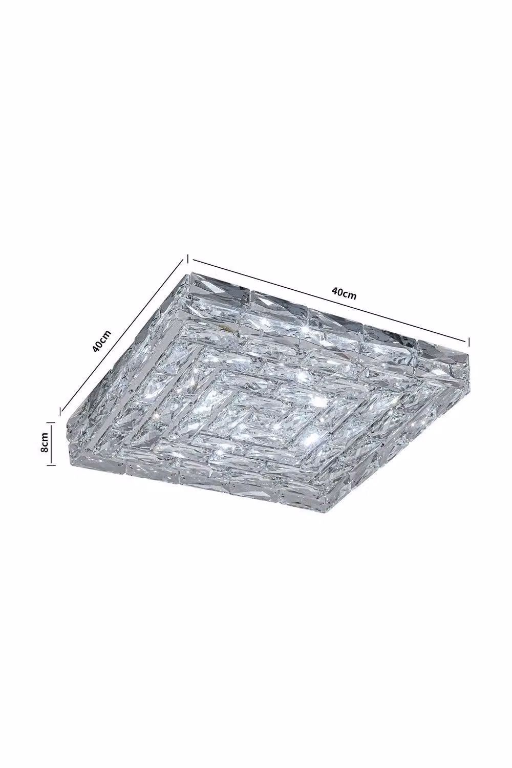 H&O Direct Modern Square Crystal LED Ceiling Light in Silver – 3