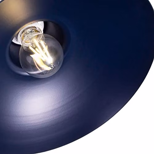 Happy Homewares Industrial Retro Matt Blue Curved Metal Ceiling Pendant Light Shade, Diameter: 29 cm – 3