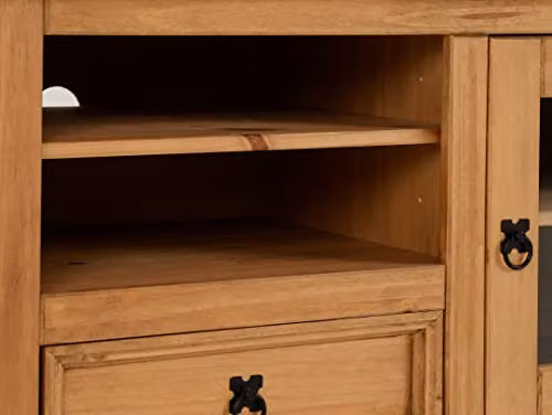 Seconique Corona Pine and Glass TV Cabinet in Brown, W/D/H: 105.5 x 45.5 x 58.0 cm – 7
