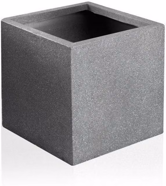 Primrose Kadamus Cube Planter in Dark Grey Textured Fibrecotta, 50cm – 5