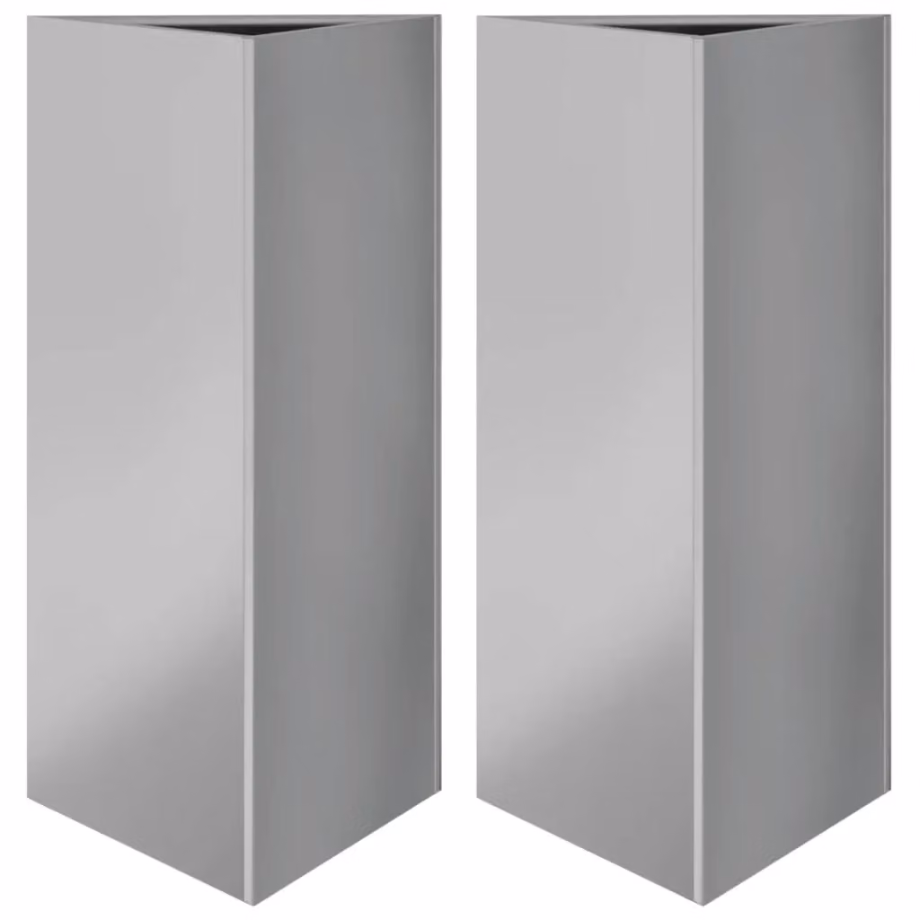 Berkfield Home Triangular Galvanised Steel Garden Planters, 2 Pack, Silver, W: 40 cm, D: 34.5 cm, H: 70 cm – 2