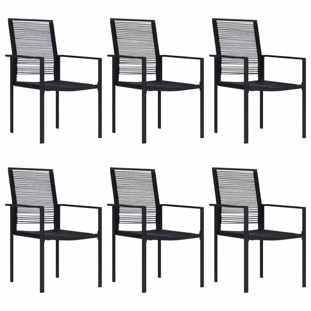 Berkfield Home 7 Piece Modern Garden Dining Set in Matt Black Powder Coated Steel and Glass – 1