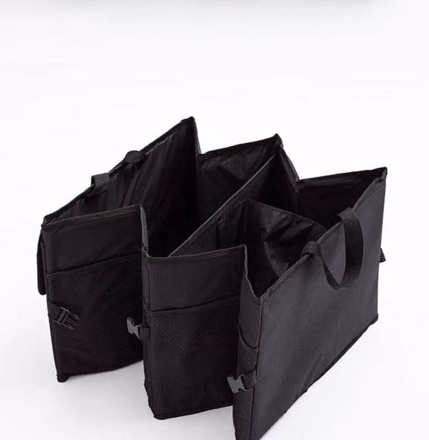 NESTLUNE Foldable Heavy Duty Car Boot Organiser in Black