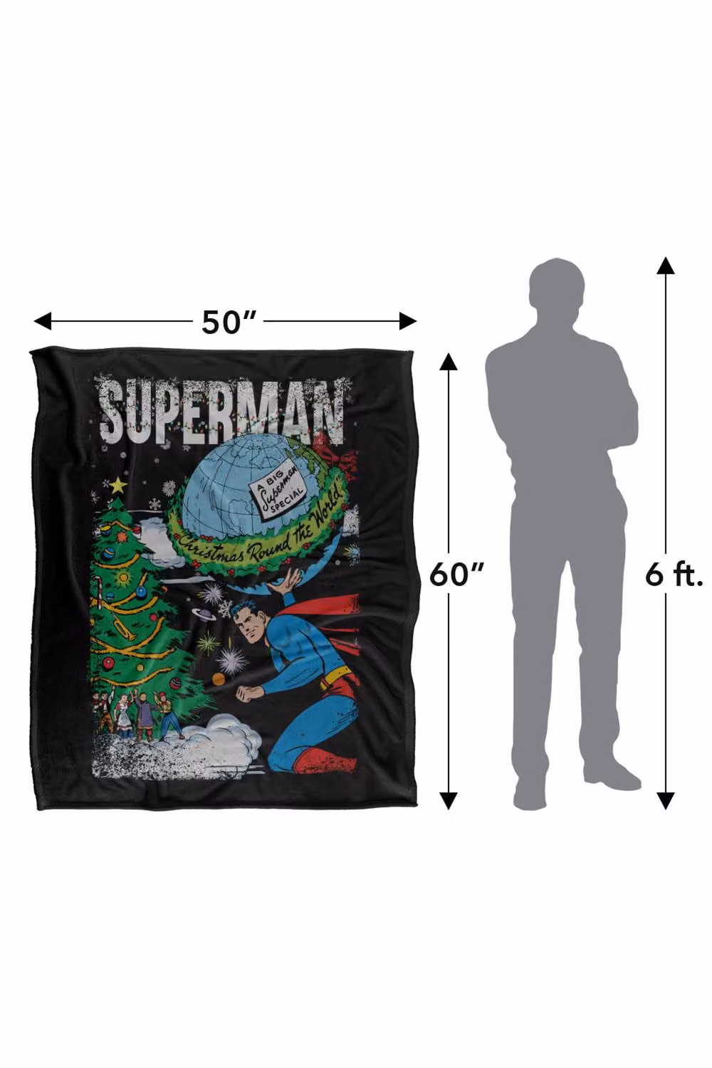 Warner Bros. Superman Christmas Around The World Super Soft Fleece Throw Blanket, Multicolour, W: 91.44 cm, L: 142.24 cm – 8