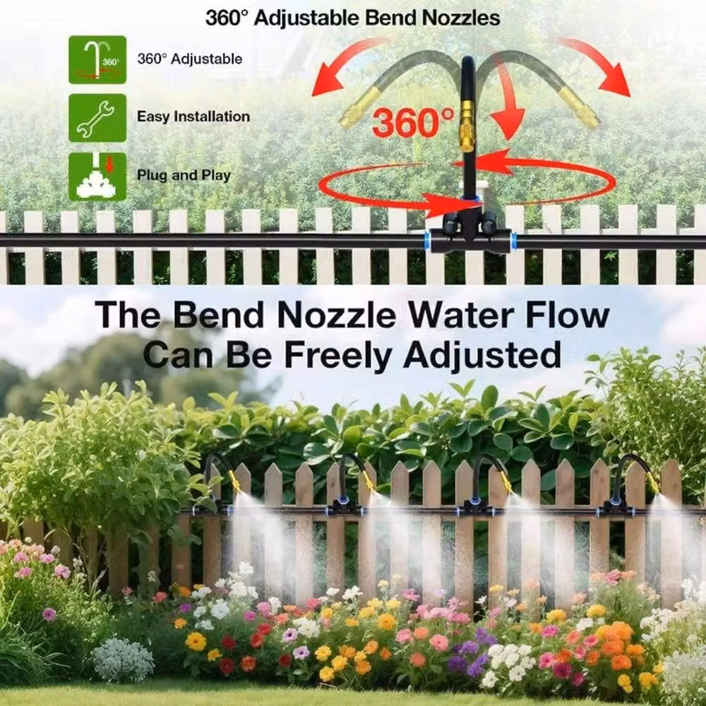 FLAVORA 30.48 m Adjustable Drip Irrigation Kit with Micro Sprayers in Black – 4