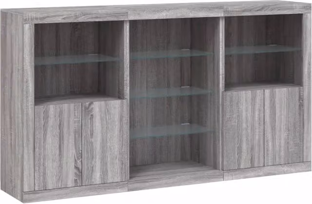 Berkfield Home Modern Grey Sonoma Sideboard with Integrated LED Lights, W: 181.5 cm, D: 37 cm, H: 100 cm