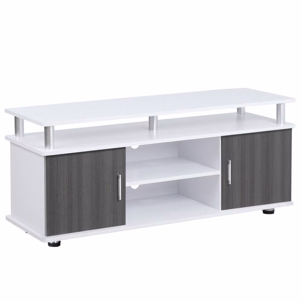 Wyld Haus Mihavi Modern Media Console with Shelves and Cupboards in Grey and White, Width: 120 cm – 2