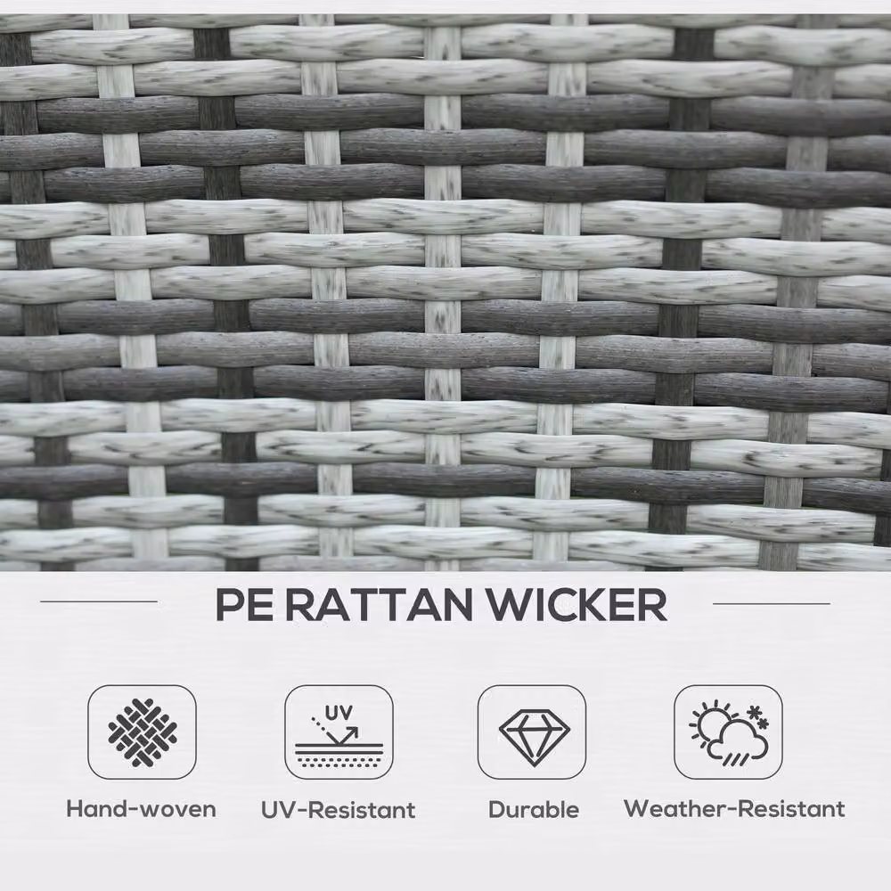 ERGOVEXA 7-Piece Grey Rattan Garden Furniture Set with Cushions – 3