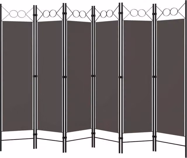 Berkfield Home 6-Panel Geometric Room Divider in Anthracite, W/H: 240 x 180 cm