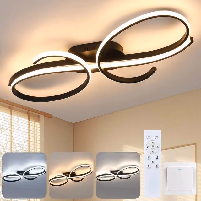 NESTLUNE Modern Dimmable LED Ring Ceiling Light in Black – 1