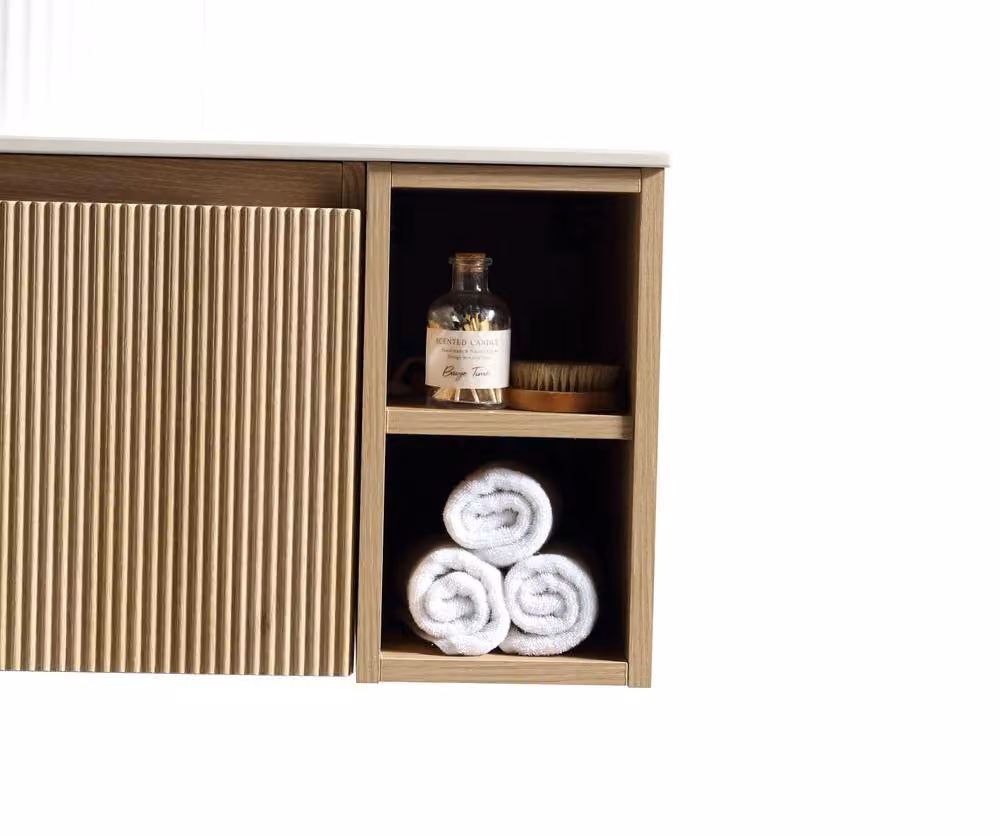 Bathroom Kingdom Flauto Oak Wall Hung Basin Drawer Vanity, Brown – 2
