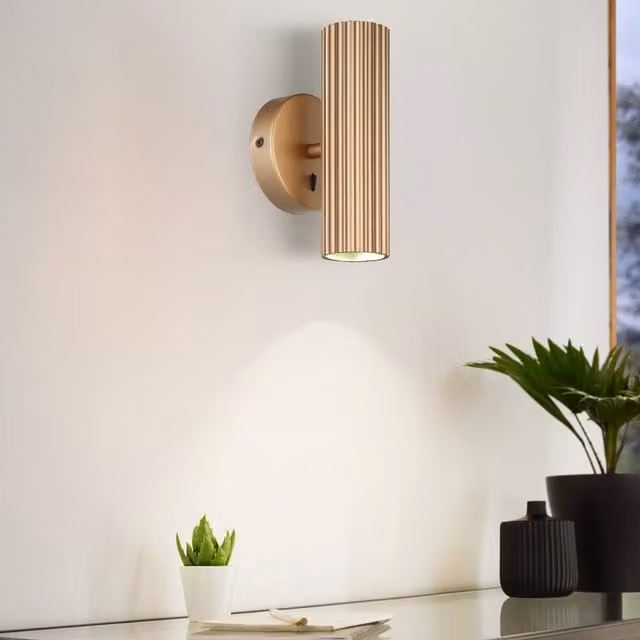 Eglo Portillo Modern Metal Up and Down LED Wall Light in Matte Brass