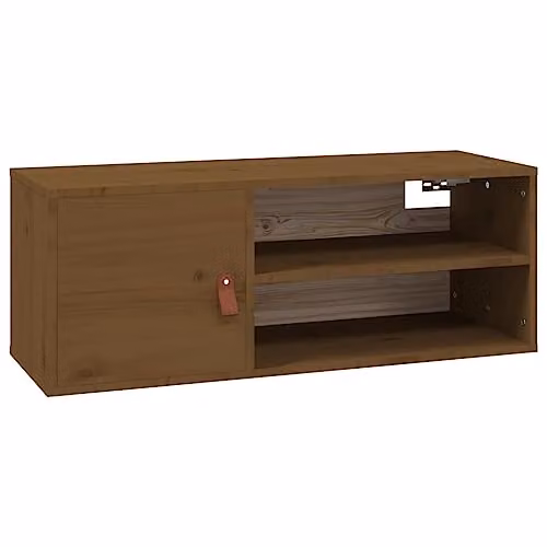 vidaXL Set of 2 Modern Wall Cabinets in Honey Brown Solid Pine, W/D/H: 80 x 30 x 30 cm – 4