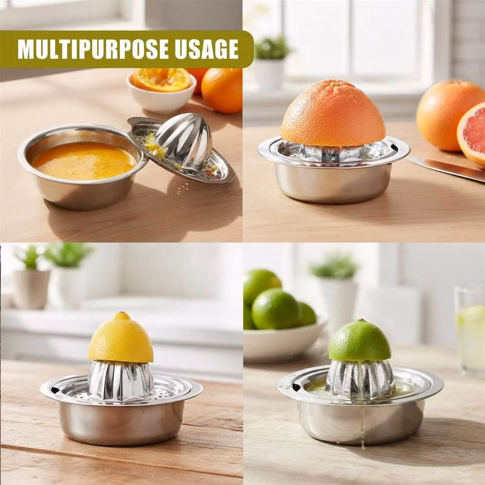 NESTLUNE Manual Citrus Press Hand Fruit Juicer in Silver Stainless Steel, W/D/H: 15 x 15 x 15 cm – 2