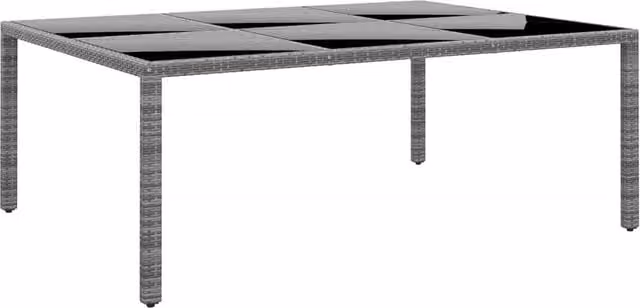 Berkfield Home Grey Poly Rattan and Tempered Glass Extendable Garden Table W/D/H: 200 x 150 x 75 cm – 1