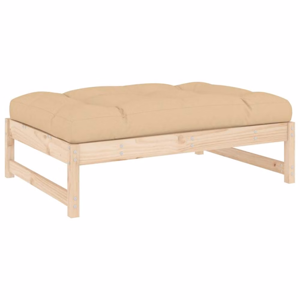 Berkfield Home Beautiful Garden Footstool in Beige Solid Pine W/D/H: 120 x 80 x 30 cm – 2