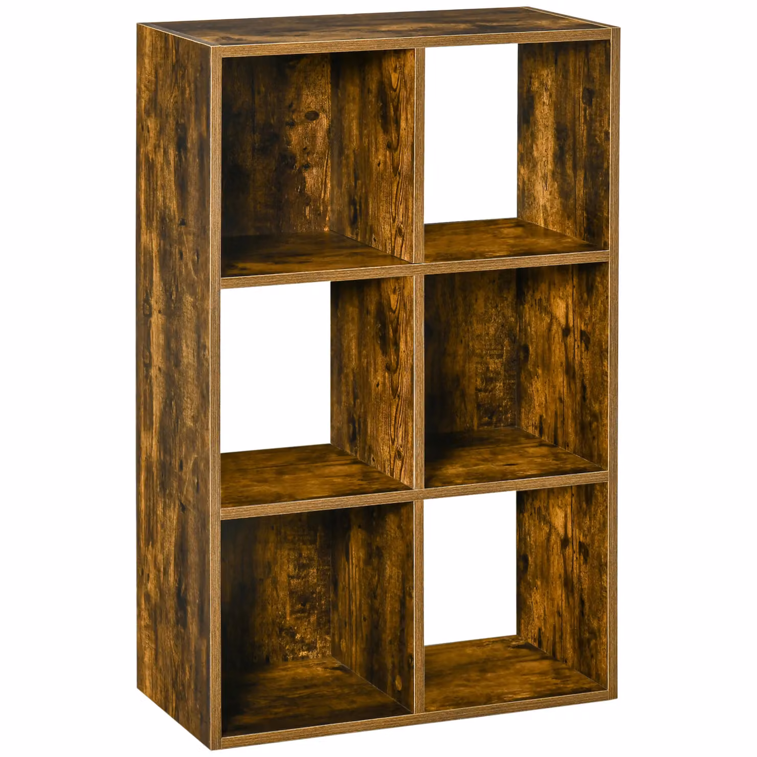 HOMCOM Industrial Style Freestanding Brown Wood Storage Shelf and Bookcase – 2