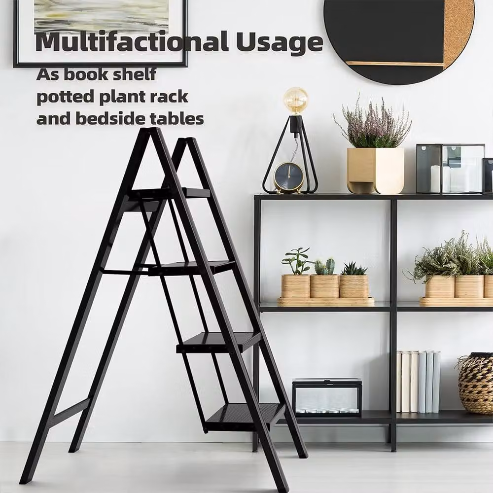 Ventryn 4 Step Folding Step Ladder and Portable Step Stool in Black – 5