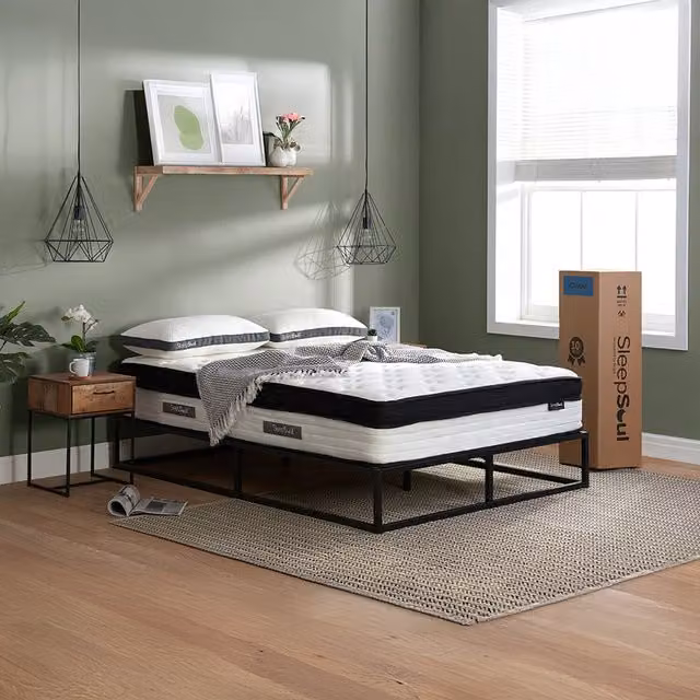 SleepSoul Cloud 800 Hybrid Pocket Memory Pillow Top Mattress in White and Black, W: 120 cm, D: 200 cm, H: 120 cm