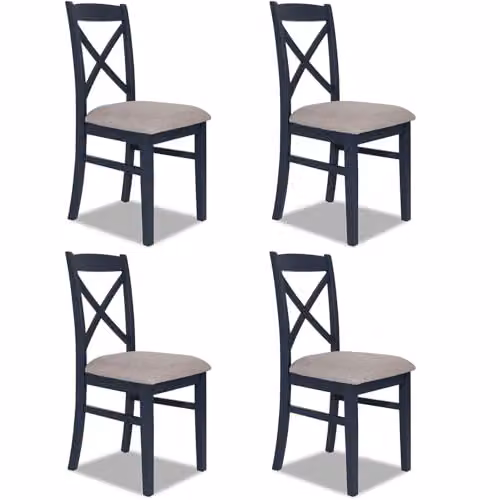 Statement Furniture Florence Crossback Dining Chairs with Upholstered Seats, Set of 4, Blue, W45 x D53 x H98 cm, Seat Height: 50 cm – 3