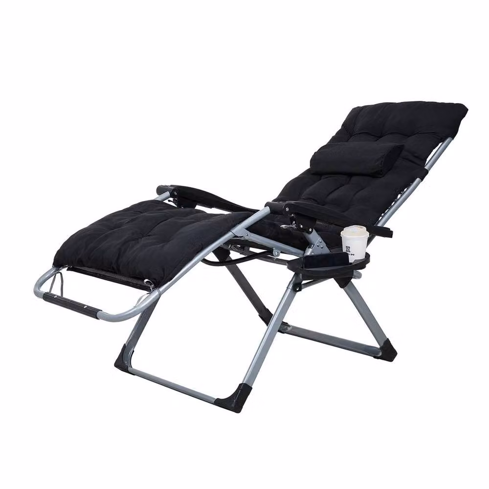 Kelvenix Black Adjustable Garden Sun Chair with Cushion and Adjustable Headrest – 3