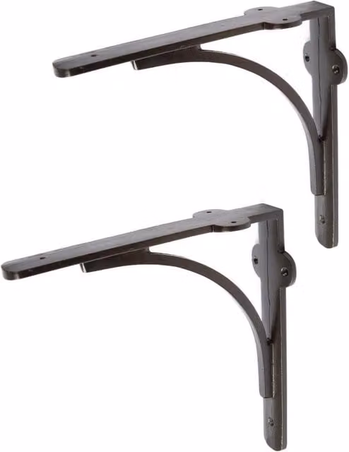 Hammer and Tongs Curved Iron Shelf Bracket, Black, Pack of 2
