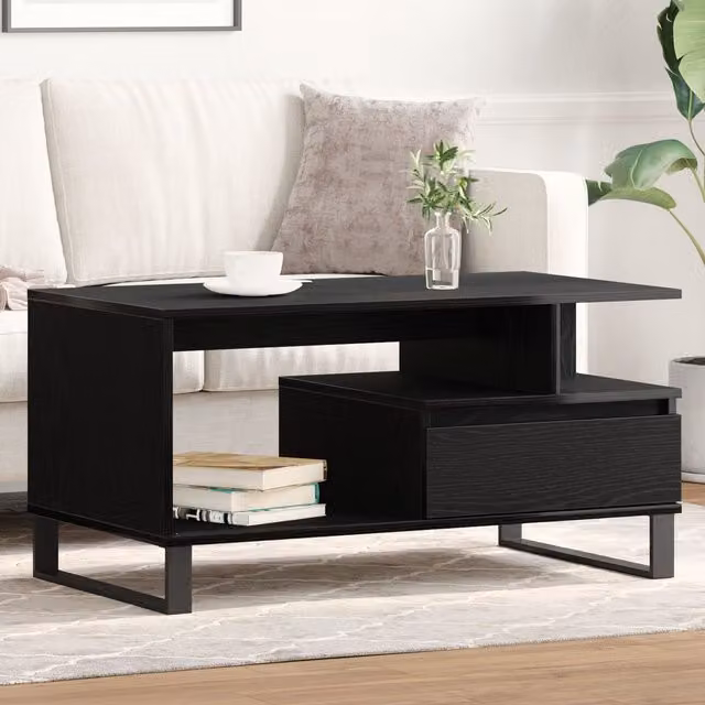 Berkfield Home Black Oak Coffee Table, W/D/H: 90 x 49 x 45 cm – 1