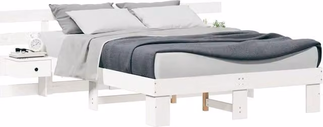 Berkfield Home Modern White Solid Pine Wood Bedside Shelf W/D/H: 140 x 35 x 200 cm