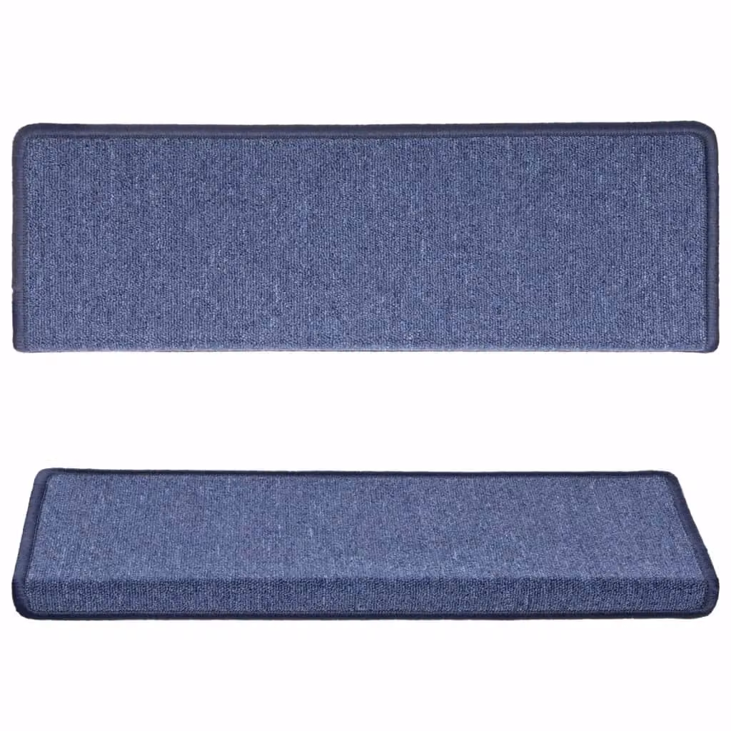 Berkfield Home Self-Adhesive Carpet Stair Treads, 15 Piece Set, Blue, W: 65 cm, D: 21 cm, H: 4 cm – 3