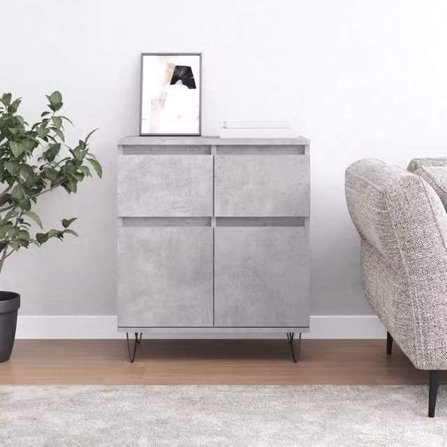 Berkfield Home Industrial Sideboard in Concrete Grey, W/D/H: 60 x 35 x 70 cm
