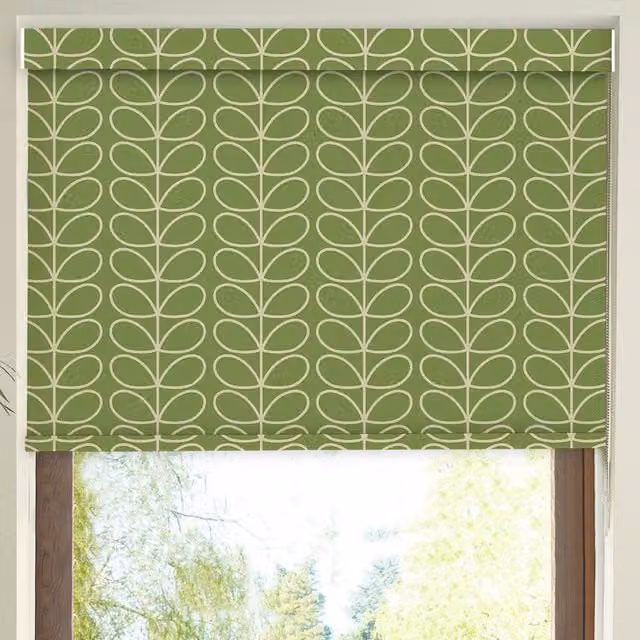 Orla Kiely Linear Stem Made to Measure Blackout Roller Blind in Chalky Green
