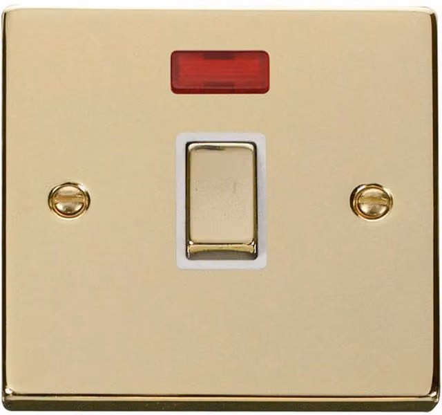 SE HOME Polished Brass 1 Gang 20A Ingot DP Flush Switch with Neon in Gold and White