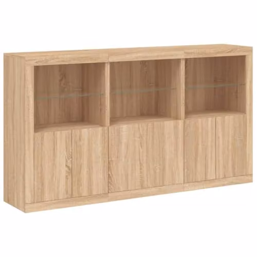 vidaXL Modern Sideboard with Integrated LED Lights in Sonoma Oak, Brown, W/D/H: 181.5 x 37 x 100 cm – 1