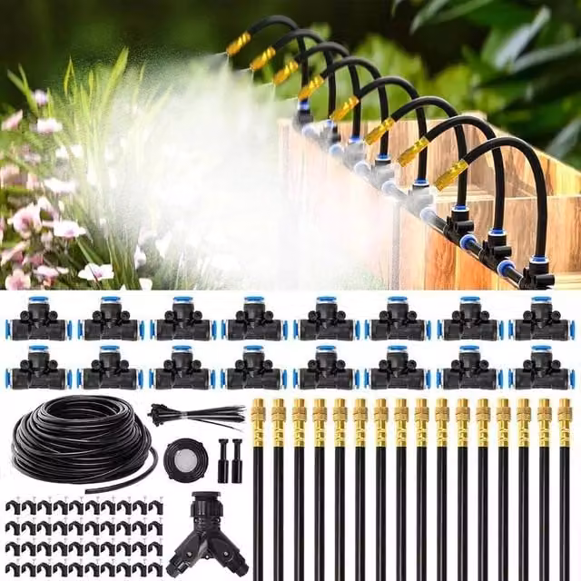NESTLUNE 360 Degree Adjustable Irrigation Sprinkler System Kit in Black – 1