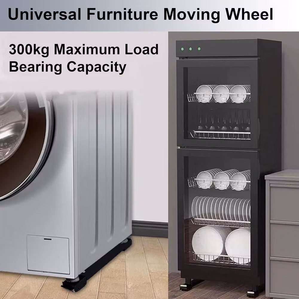 ATEK Heavy Duty Appliance Rollers, 2 Pack Adjustable Furniture Moving Wheels with Brake, White and Black – 4