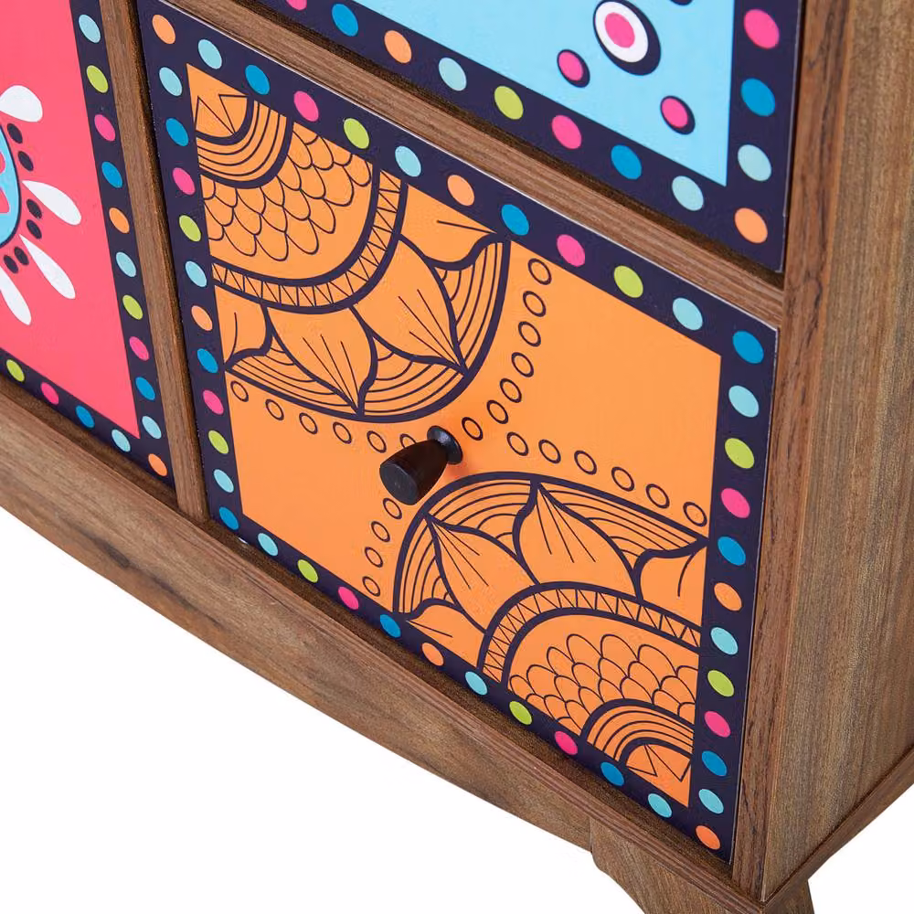 Wyld and Coco Moroccan 9-Drawer Sideboard in Multicolour and Brown – 6