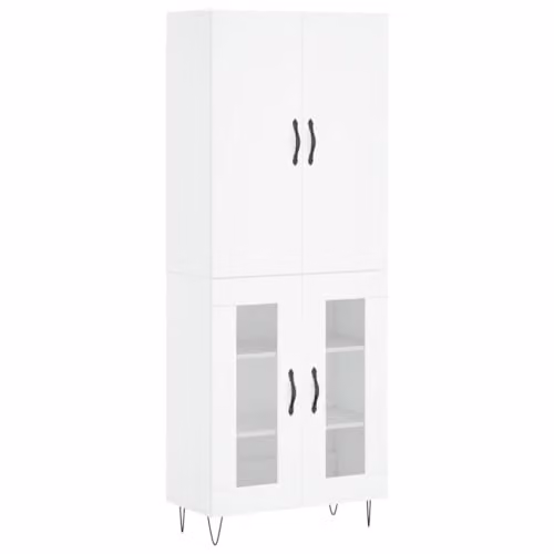 vidaXL Modern White Highboard with Hinged Doors and Internal Shelves, W/D/H: 69.5 x 34.0 x 180.0 cm