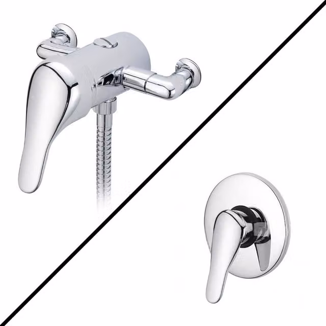 Nes Home Dex Single Lever Manual Shower Mixer Valve in Chrome Metallic Silver