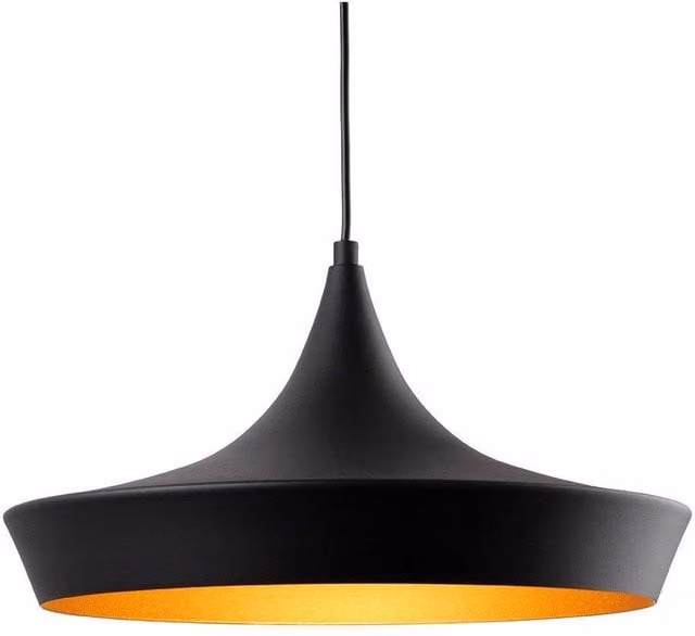 Netlighting Leo Dome Pendant Light in Black with Gold Interior