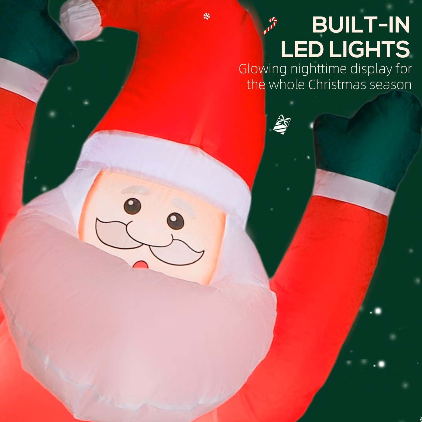 Outsunny 7ft Hanging Christmas Inflatable Santa with Dog featuring Built-in LED Lights for Indoor and Outdoor Decoration – 4