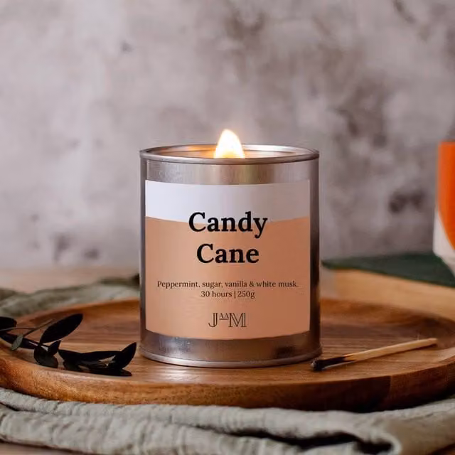 JAAM Candy Cane Wood Wick Candle in Silver – 1