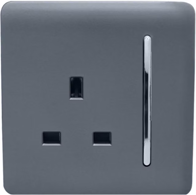Trendi Flush 1 Gang 13 Amp Switched Socket in Grey