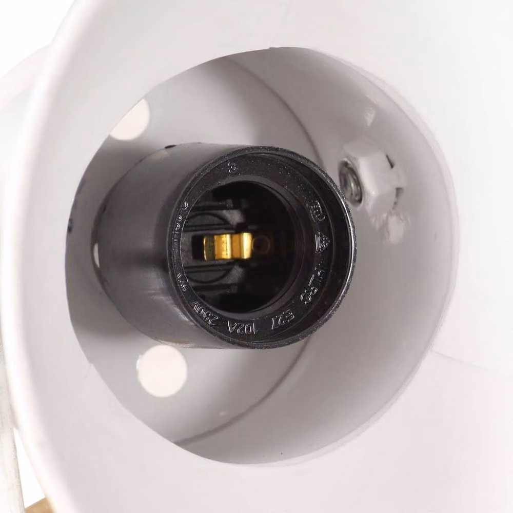 Berkfield Home Industrial Ceiling Lamp in White and Brown with Wood Details, 25 W, E27, W: 42 cm, D: 27 cm – 2