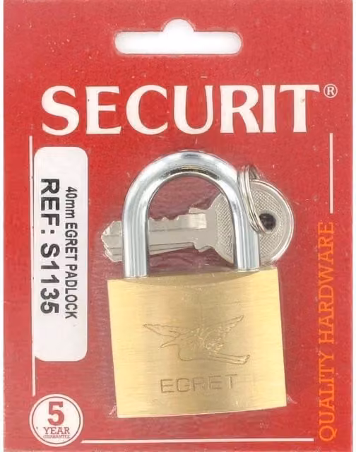 Securit Egret Cylinder Action Padlock in Gold and Bronze Brass