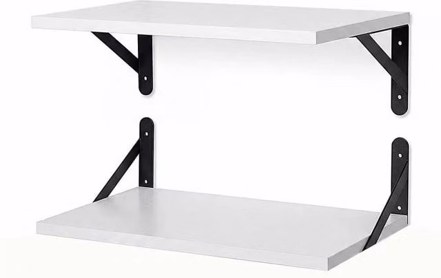 VOGREX Set of 2 Modern White Wall Mounted Floating MDF Storage Display Shelves – 1