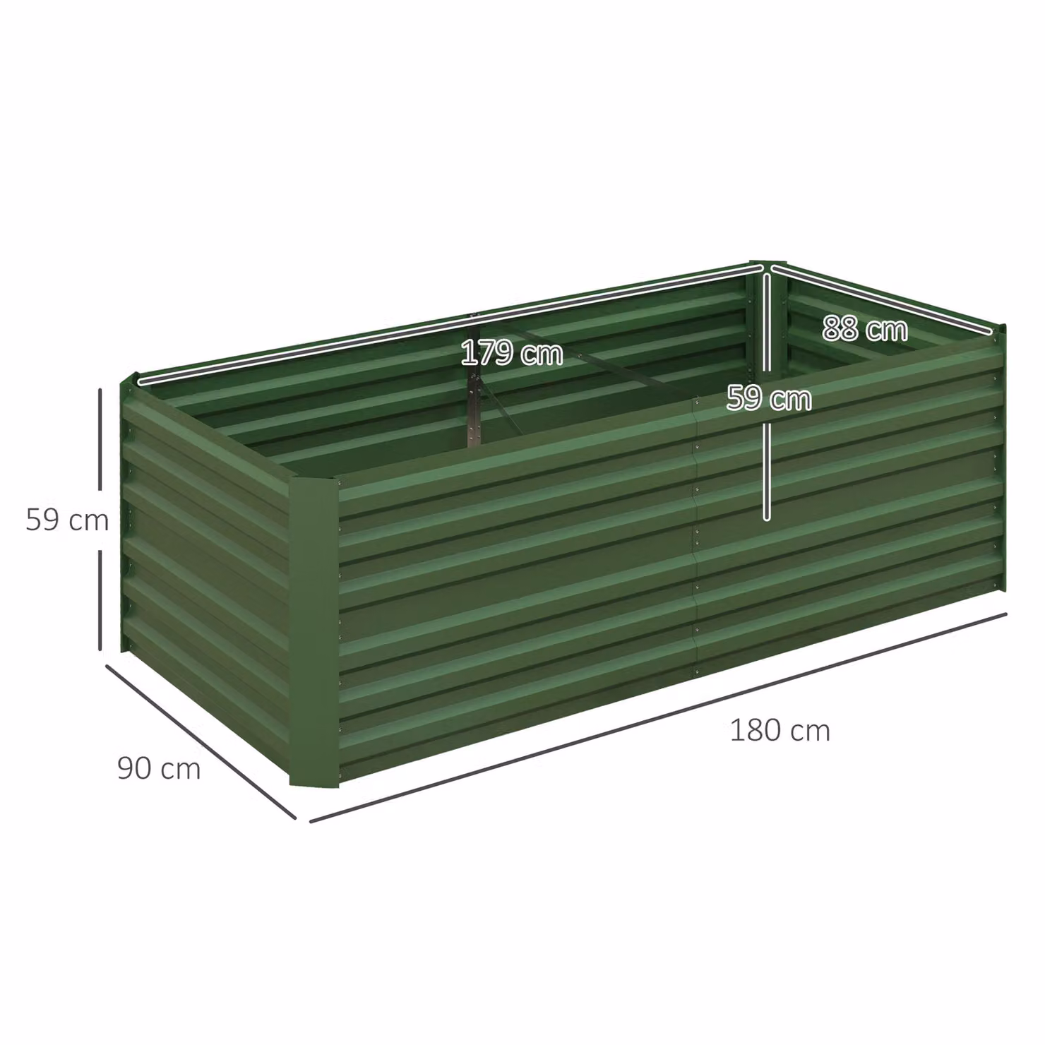 Outsunny Set of 2 Galvanised Steel Raised Garden Beds in Green, W/D/H: 90 x 90 x 59 cm – 3