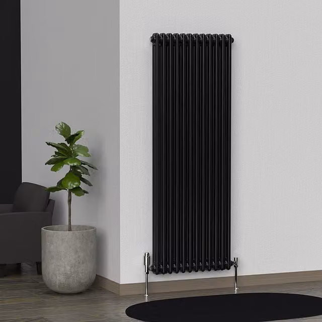 Lux Heat Vertical Coloured Column Radiator in Space Black, H 150 cm x W 56 cm