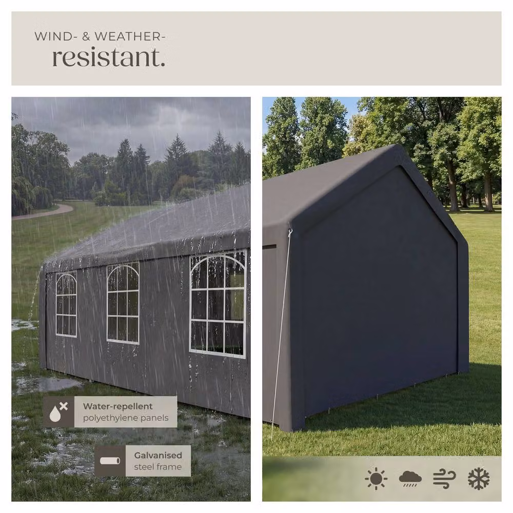 tectake Jasko Gable Gazebo in Grey – 5