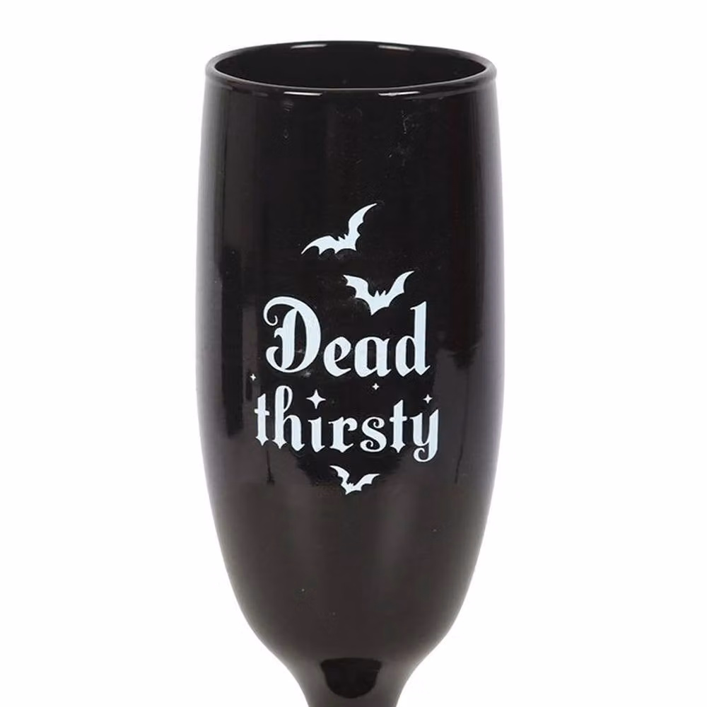 Uniqueful Set of 2 Dead Thirsty Champagne Flutes in Black, 300ml per glass – 2